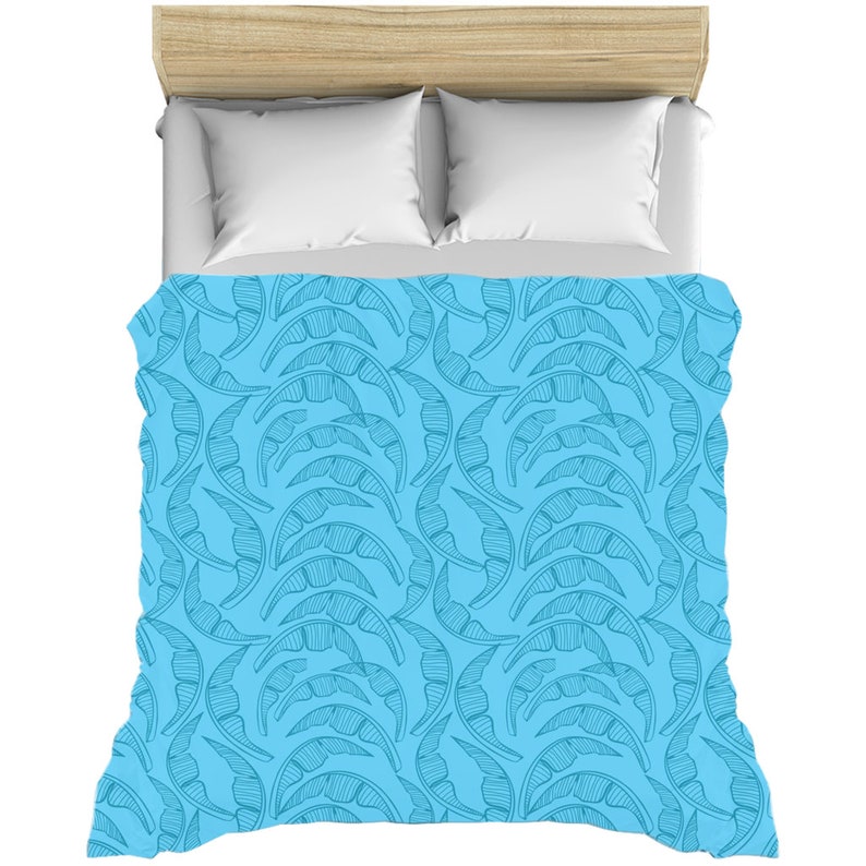 Dark Teal Palm Fronds On Teal Background Duvet Covers Etsy