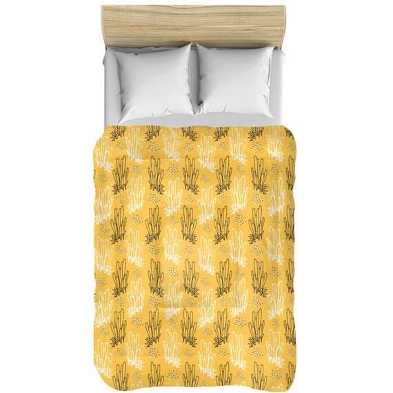 Black White Cactus On Aspen Gold Comforters Etsy