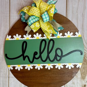 Hello Daisy Welcome Spring Summer Door Hanger | Spring Front Door Decor | Summer Sign | Front Door Wreath