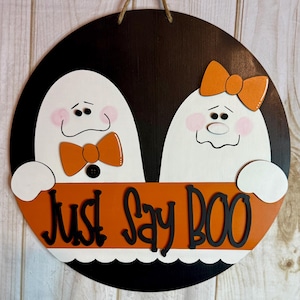 Ghost Halloween Wood Door Hanger | Halloween |Fall Door Sign