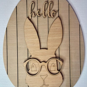 Easter Bunny with Glasses Door Hanger Blank | Spring Door Hanger | Wooden Door Hanger | Craft Supply | Sign Blanks | Door Hanger Blanks