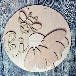 Hi Bee Door Hanger Blank | Summer Door Hanger | Wooden Door Hanger | Craft Supply | Door Hanger Blanks | DIY Door Hanger