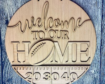 Welcome to Our Home Football Fall Door Hanger | Football Door Hanger Blank | Football Sign | Sports Door Hanger | Fall Sign