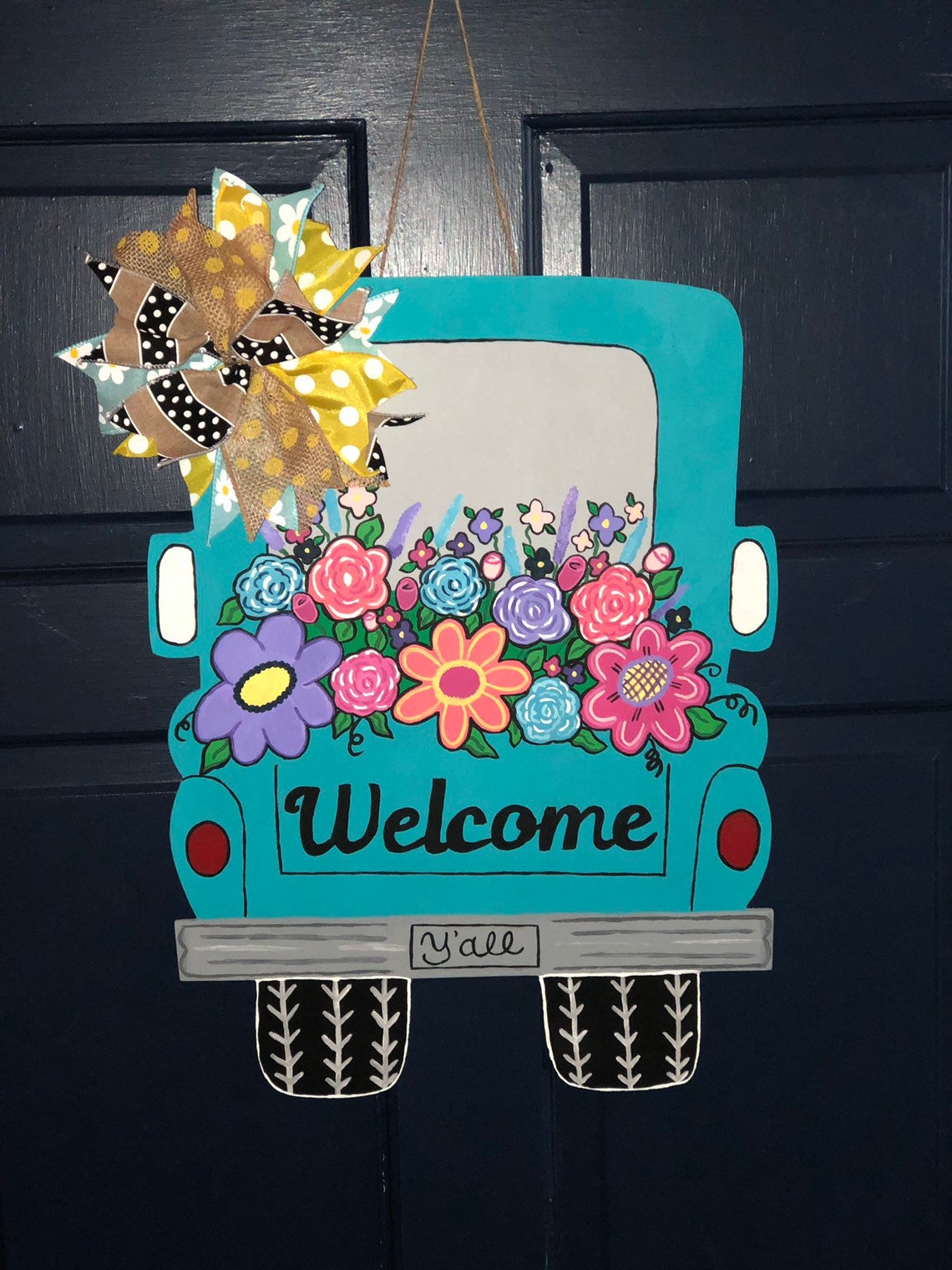 Floral Truck Door Hanger Wood Door Hanger Truck Door Etsy