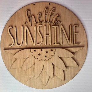 Hello Sunshine Sunflower Door Hanger Blank | Summer Door Hanger | Wooden Door Hanger | Craft Supply | Door Hanger Blanks | Fall Door Hanger