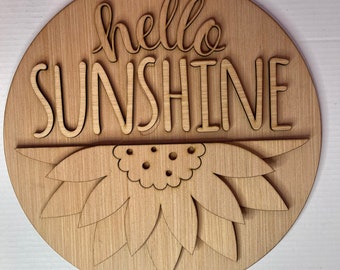 Hello Sunshine Sunflower Door Hanger Blank | Summer Door Hanger | Wooden Door Hanger | Craft Supply | Door Hanger Blanks | Fall Door Hanger