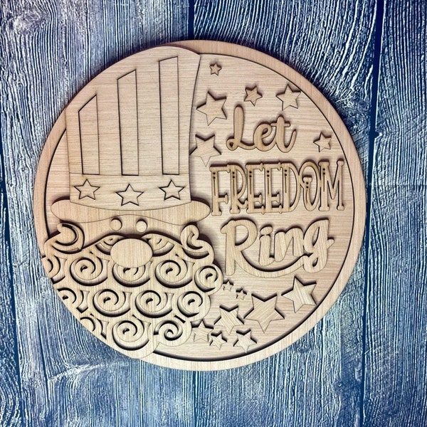 Let Freedom Ring Patriotic Door Hanger Blank | Summer Door Hanger | Wooden Door Hanger | Craft Supply | Door Hanger Blanks | Fourth of July