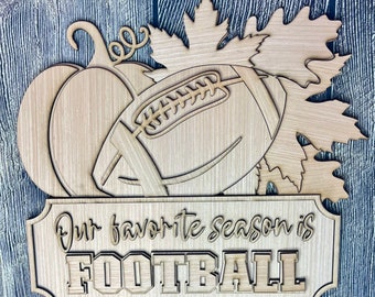 Our Favorite Season Football Fall Blank Door Hanger | Sports Sign | Fall Sports | DIY Craft Supply | Ready to Paint