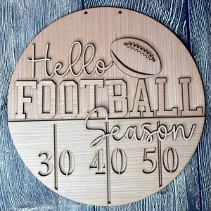 Hello Football Season Fall Door Hanger | Football Door Hanger Blank | Sports Sign | Fall Sports | DIY Craft Supply | Ready to Paint