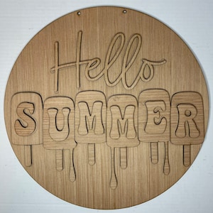 Hello Summer Popsicle Door Hanger Blank | Summer Door Hanger | Wooden Door Hanger | Craft Supply | Door Hanger Blanks | DIY Door Hanger