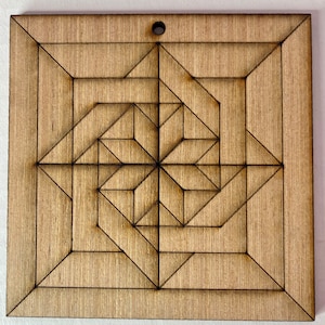 Barn Quilt Square Knot Design Ornament | Wood Christmas Decor | Blank Christmas Ornament | Custom Christmas Tree Decor | Fridge Magnet