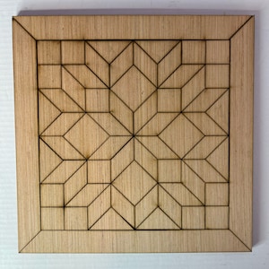 Kaleidoscope Design Wood Barn Quilt Block Unfinished | Quilt Block Kit
