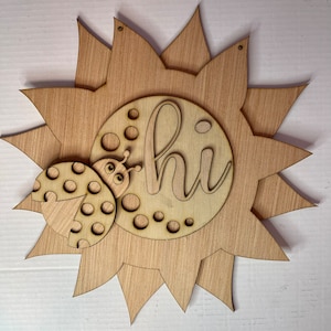 Sunflower Ladybug Hi Wood Door Hanger Blank