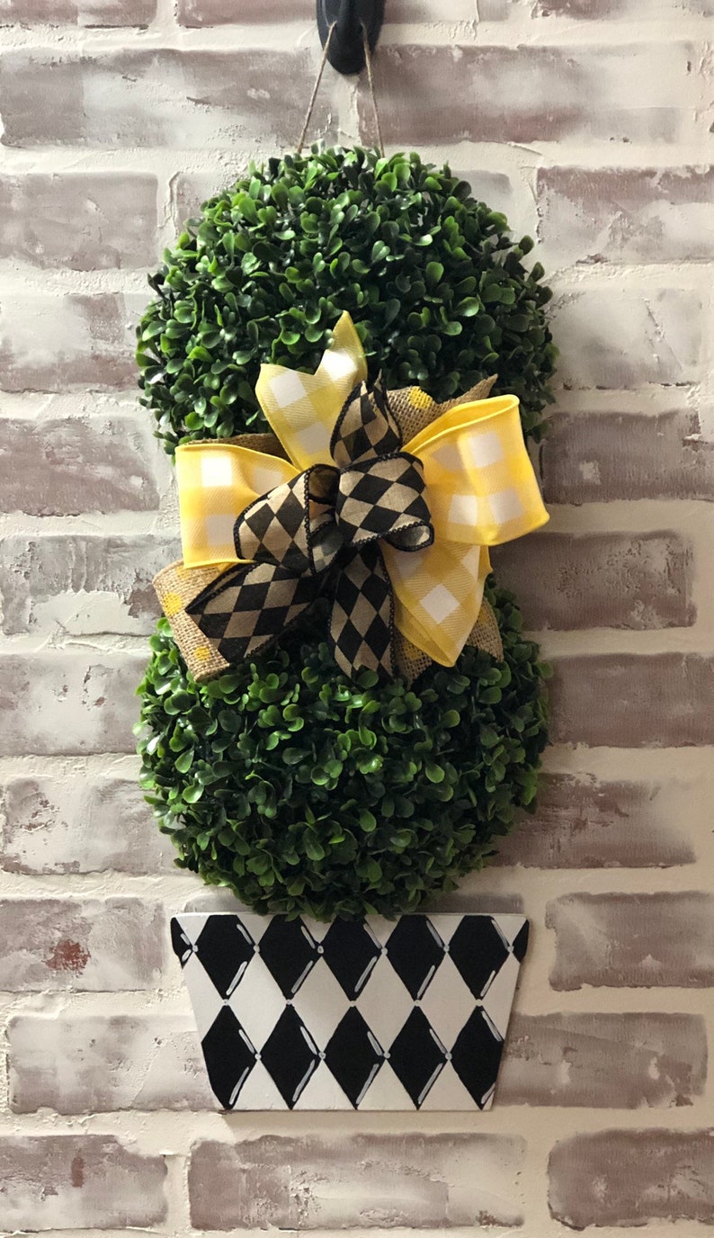 Topiary Door Hanger Wood Door Hanger Front Door Hanger Door Etsy