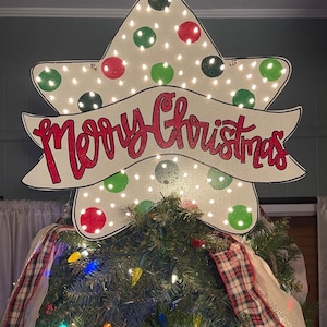 Star Lighted Christmas Tree Topper | Christmas Tree Star | Christmas Tree Decor | Merry Christmas Decor | Pre-Lit Tree Topper