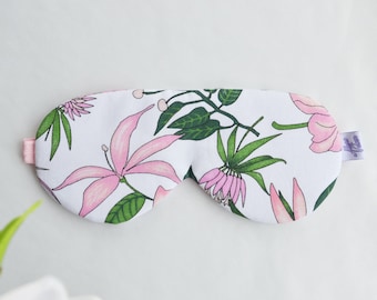 Schlafmasken | Baumwoll Schlafmaske mit Blumen | Tropische Schlafmaske