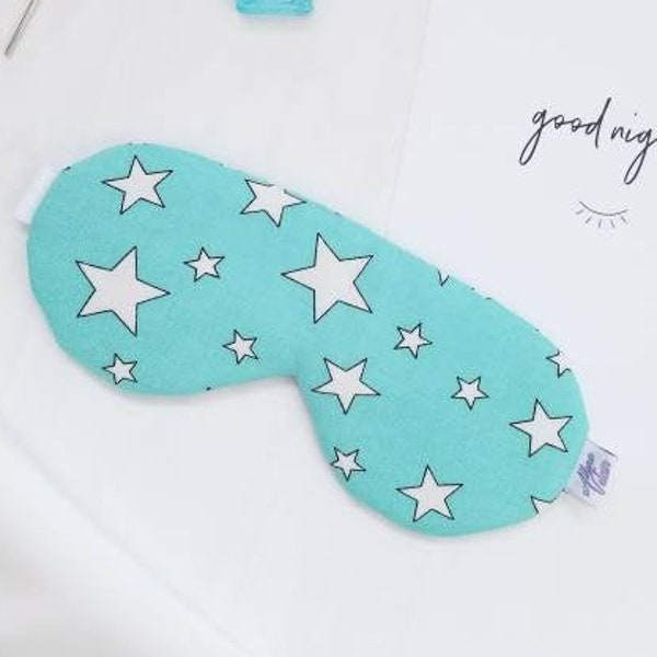 Blue Cotton Sleep Mask with White Stars