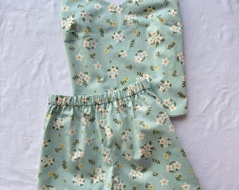 Pigiama in cotone da donna con fiori, pigiama in cotone da donna, pigiama da donna in 100% cotone