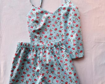 100% Cotton Pajama Set for Women with Flowers, Womens Cotton Pajama, Gift for Her