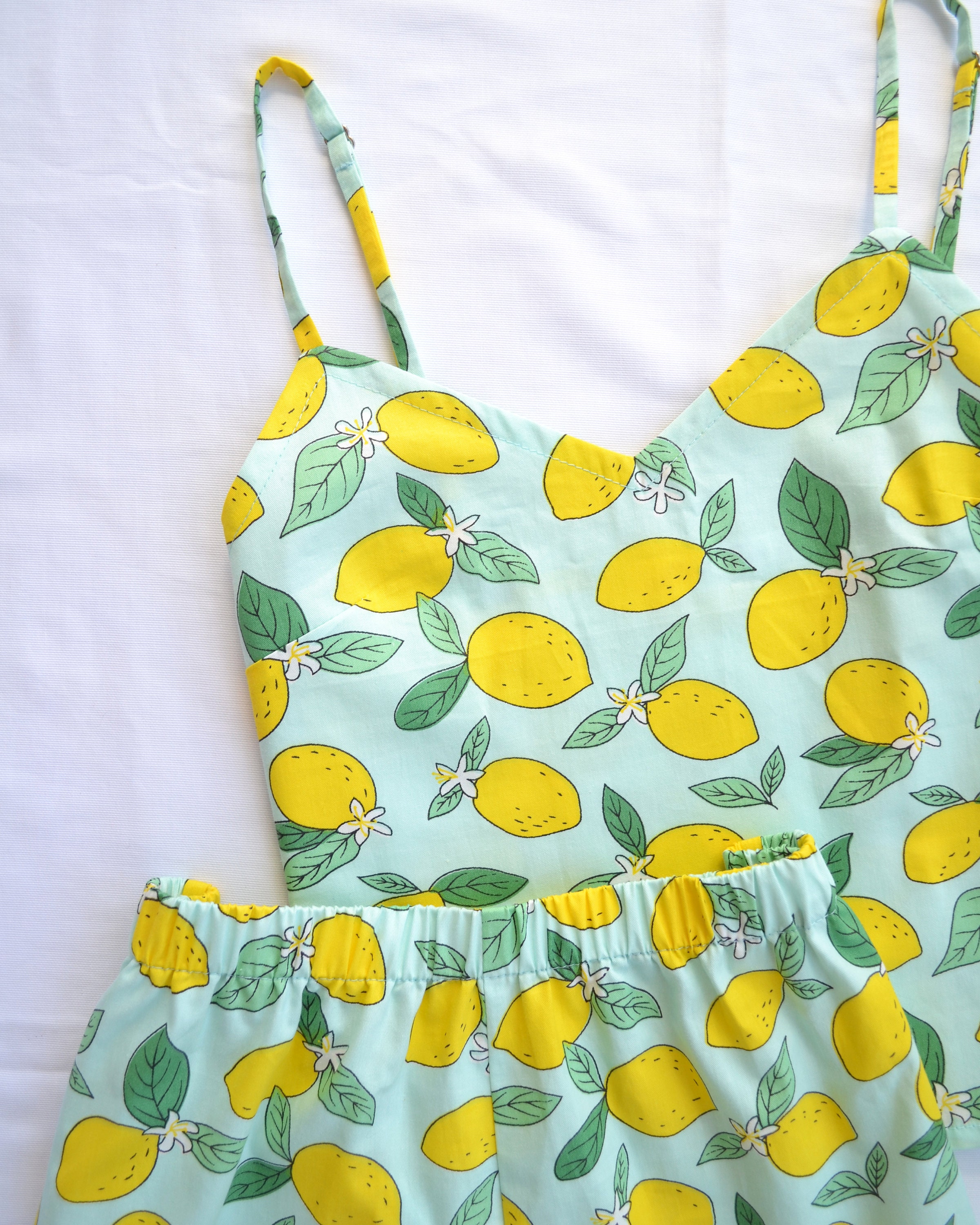 Cotton Pajama Set for Women With Lemons / Summer Pajama Set - Etsy