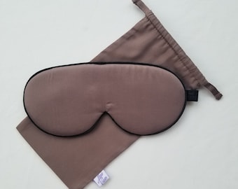 Silk Sleep Mask with Piping, Travel Sleep Mask with Carrying Case