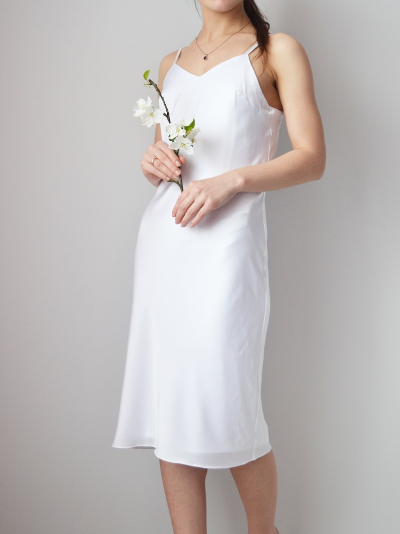 White slip dress / midi dress / silk dress / strap dress Etsy