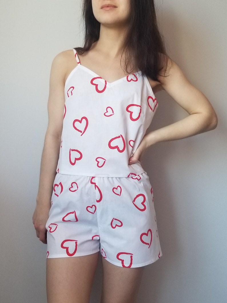 HodJIU Womens Pyjama Set Pjs Valentine's Day Heart Print Pajama 2
