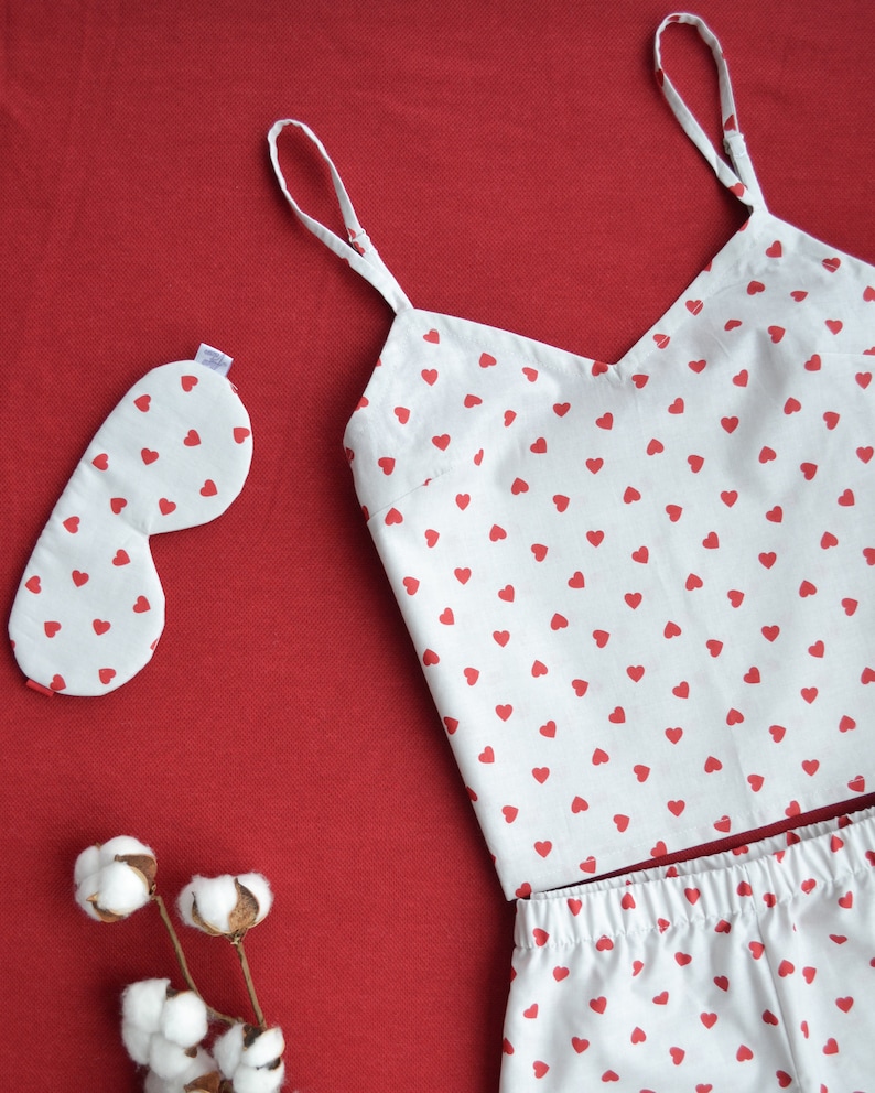 Womens Cotton Pajamas Hearts Valentines Day PJS Pyjama | Etsy