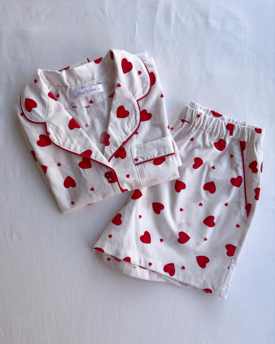 Cotton Quilted Heart Pattern Pajamas Set