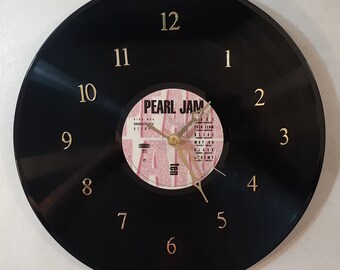 Pearl Jam Ten record clock handmade from original Pearl Jam Ten record unique fun music lover gift idea for Pearl Jam fan music décor clock