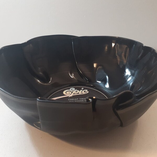 Cheap Trick Vinyl Record Bowl handmade from original Cheap Trick All Shook Up record unique fun music décor great gift idea fun for parties
