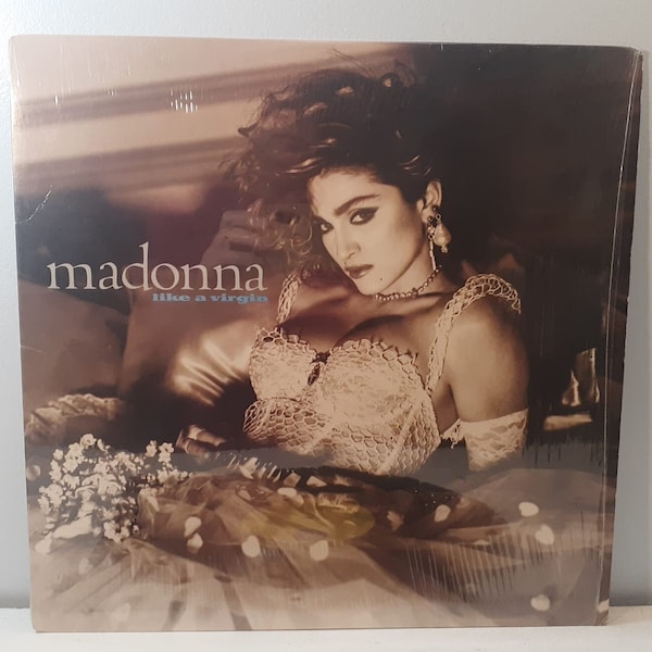 1984 Madonna Like A Virgin record with original lyric sheet inner sleeve Sire Records rare in open shrink wrap Madonna Like A Virgin Album