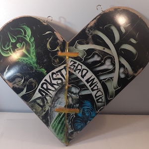 Large Skateboard Deck Heart handmade from skateboards upcycled shabby chic wall art decor skateboard heart over 15 inches across Skateboard