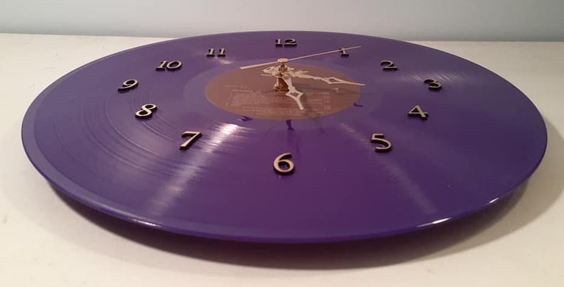 Nirvana Live In New York Purple Vinyl Record Clock hand made from beautiful purple Nirvana MTV Unplugged Live in N.Y record fun wall clock