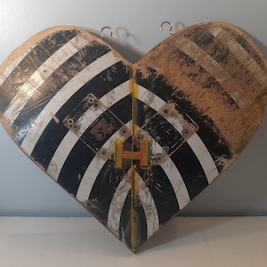 Skateboard heart wall art handmade from skateboards shabby chic wall decor upcycled skateboard deck heart wall art gift for skateboarder