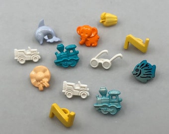 Vintage / Retro Plastic Buttons - Animals, Vehicles, and More - Cute