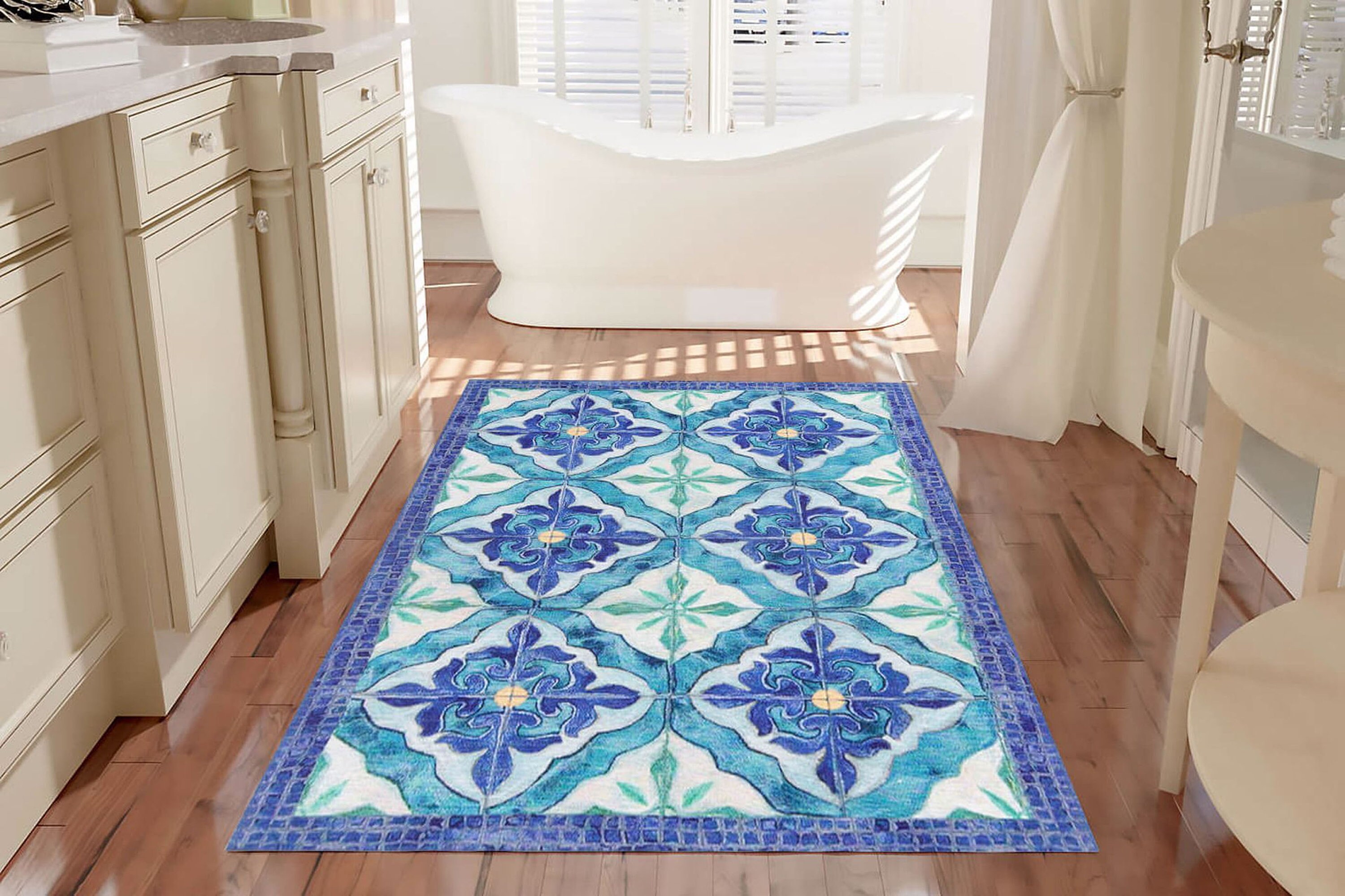 BadezimmerTeppich Designer Matten Teppiche Türkis Blau | Etsy