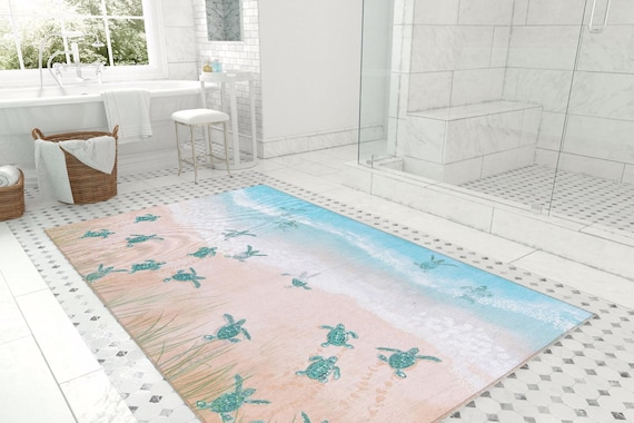 Aqua cheap bathroom rugs