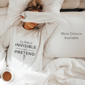 Chronic Illness Awareness Sweatshirt, Flare-Up Support Jumper, Chronic Pain Crewneck, Fibromyalgia Endometriosis MS, Cosy Light Grey Sweater