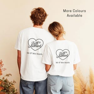 Honeymoon Couples T-shirt, Personalised Wedding Shirts, Just Married T-shirt, Custom Couple&#39;s Matching Shirt, Mens Womens Newlywed T-shirts