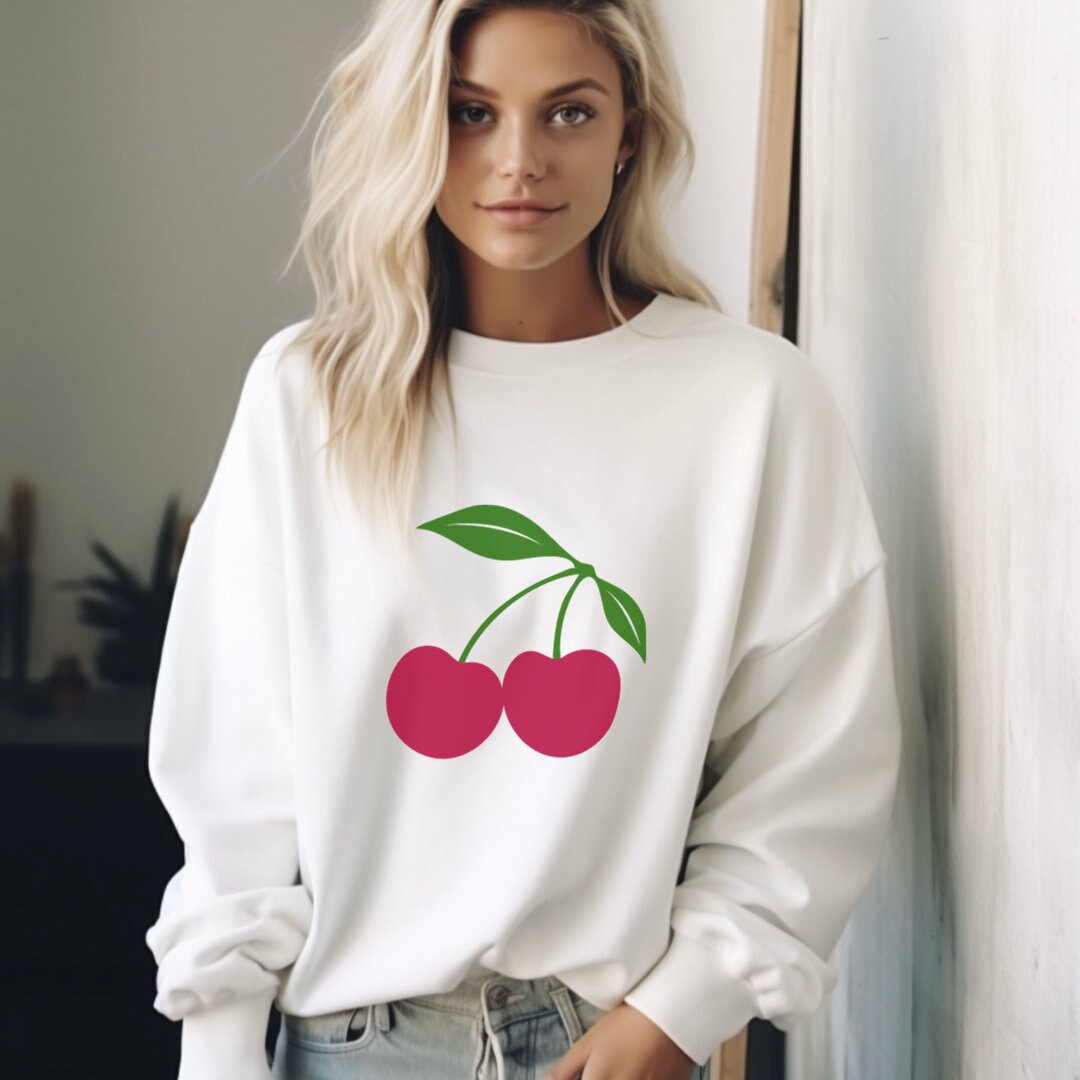 Cherry Print Oversized Sweatshirt Cherry Pattern Jumper - Etsy UK