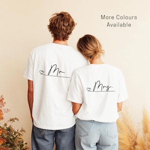 Mr And Mrs Couples T-shirt, Personalised Wedding Shirts, Just Married T-shirt, Custom Couple&#39;s Matching Shirt, Mens Womens Newlywed T-shirts