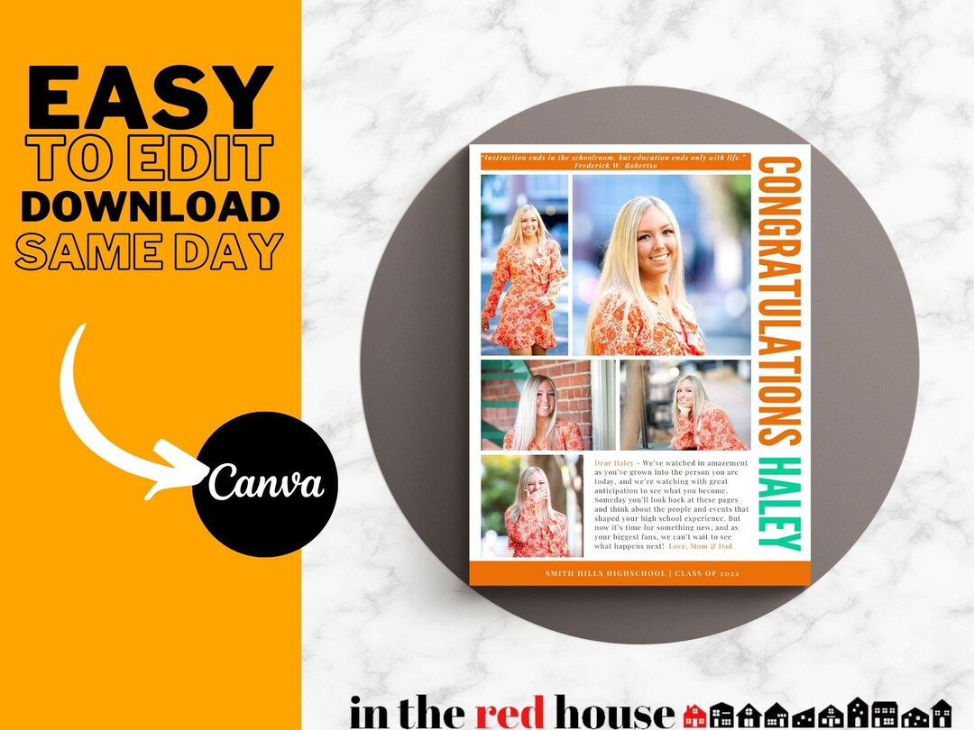 Yearbook Senior Ad Template Full Page No Edit in Canva Etsy