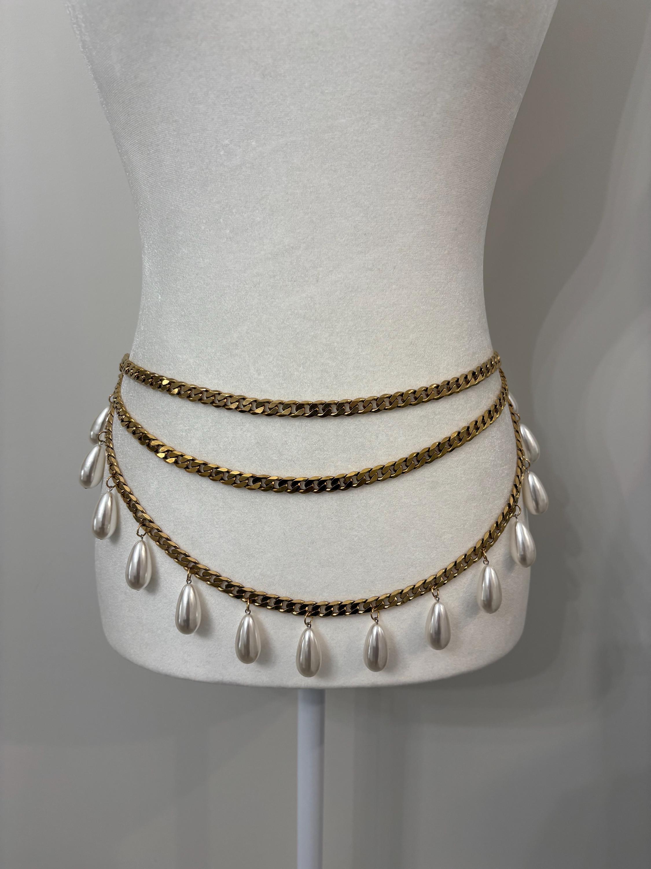 Triple Layer Pearl Drop Chain Belt - Etsy