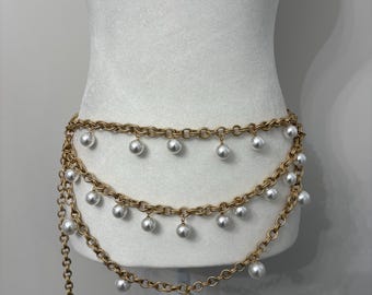 St. John Belt Gold and Pearl Gorgeous ST. JOHN Signed Vintage 1990 main image 3