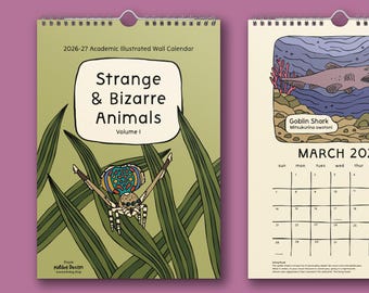 8x11 | 2026-27 Academic Calendar Year | Strange & Bizarre Animal Wall Calendar