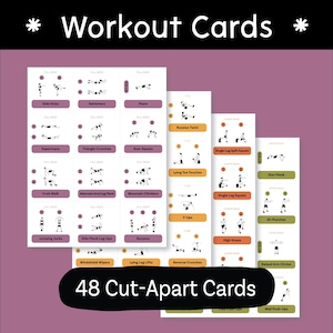 Ensemble complet du corps sans équipement Cartes d'entraînement à téléchargement numérique PDF - Exercices de musculation à domicile découpés pour le haut, le bas, le tronc et l'ensemble du corps