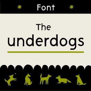 Hand Lettered Font: The Underdogs in 2 styles, handwritten typography, casual handmade quirky otf regular and thin, schoolhouse writing