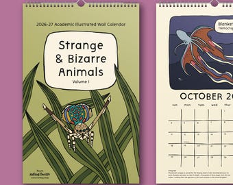 11x17 | 2026-27 Academic Calendar Year | Strange & Bizarre Animals Wall Calendar