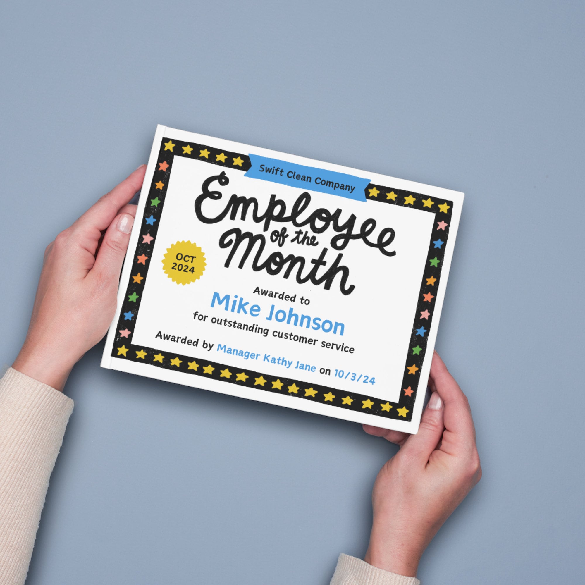 Employee of the Month Certificate Template: Easy Award (canva Digital ...
